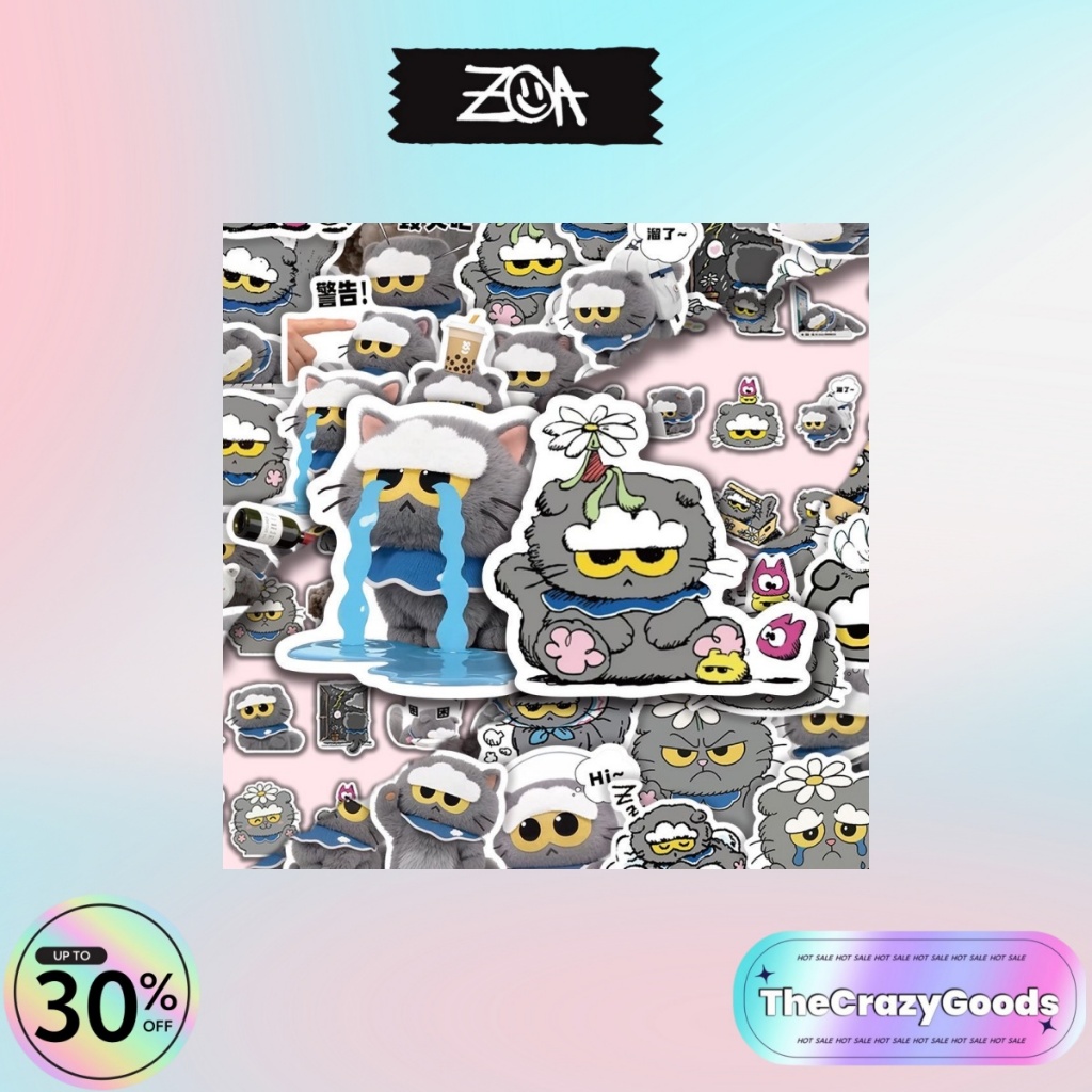 G-Dragon style ZOA sticker surface waterproof stickers แมวสีเทาสั่งทําพิเศษ สติ๊กเกอร์น่ารัก