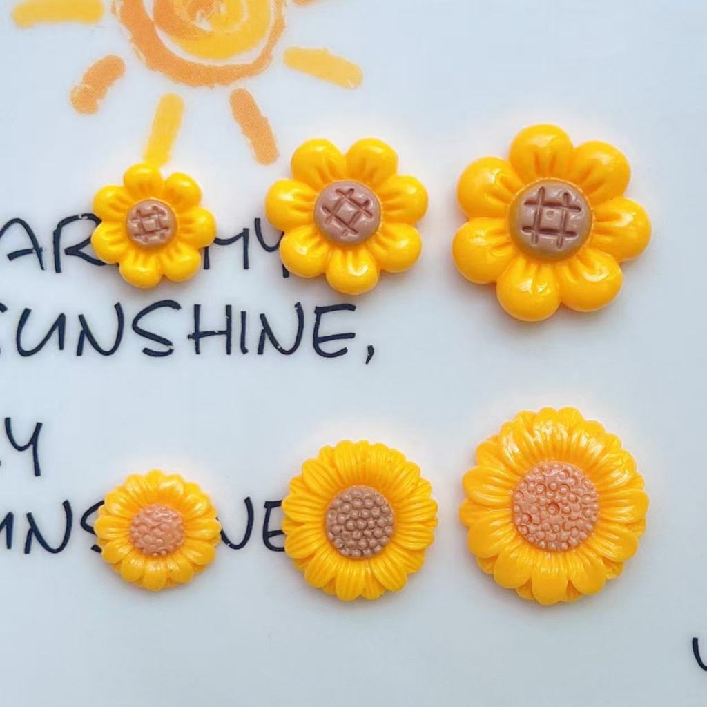 10 ชิ้น ดอกทานตะวันเงาขนาดใหญ่ กลาง เล็ก สวยงาม อุปกรณ์ทำผม DIY ดอกไม้เรซิน วัสดุทำมือ