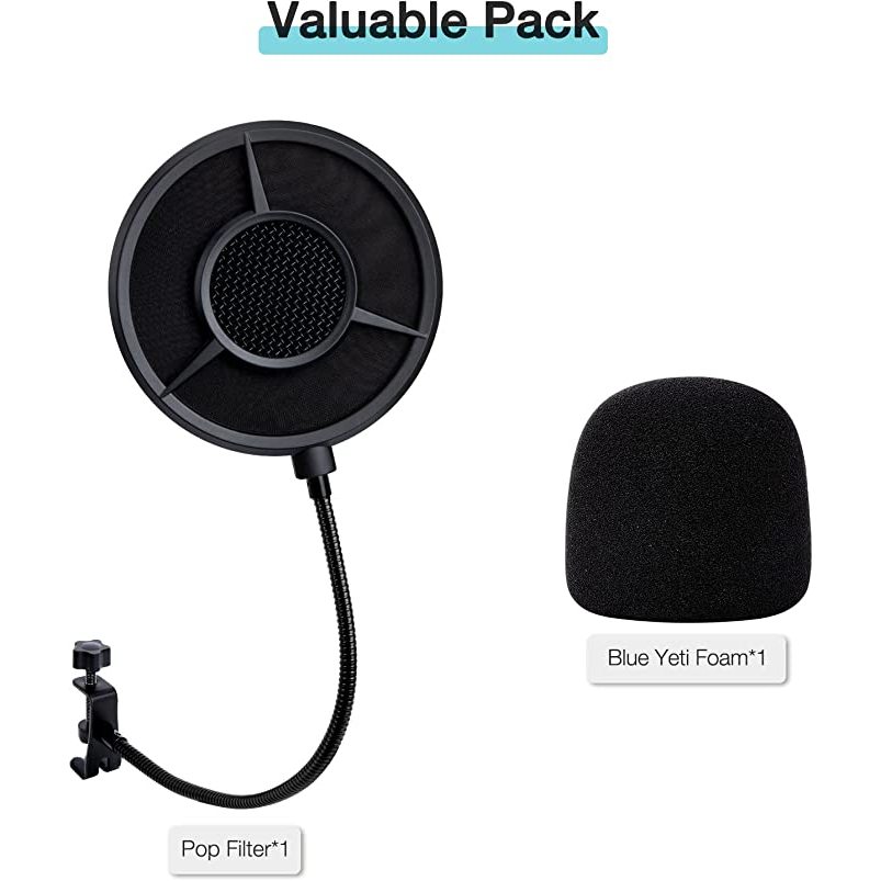 Blue Yeti Pop Filter โฟมกระจก - 5.5 นิ้ว Diam 6 ชั้น Pop Filter สําหรับฝาครอบไมค์ Yeti Pop หน้าจอใช้