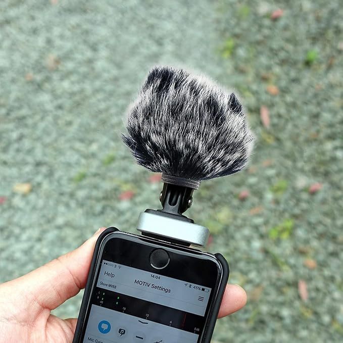 ไมโครโฟนกระจกขนยาวเข้ากันได้กับ Shure MV88, Muff กระจก Windjamer Deadcat Fit สําหรับ Shure MV88 iOS 