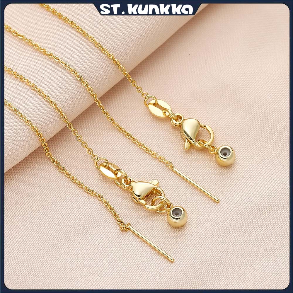 ตะขอก้ามปูทองเหลืองแท้เคลือบทอง 18K พร้อมลูกปัดบีบ 2-4 ชิ้น สำหรับทำสร้อยคอสร้อยข้อมือ DIY