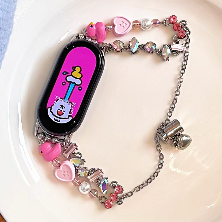 ลูกเป็ดน่ารักสายนาฬิกาสําหรับ mi band 10 สาย mi band 8/mi band 9 สาย mi band9 สายนาฬิกาลูกปัด miband