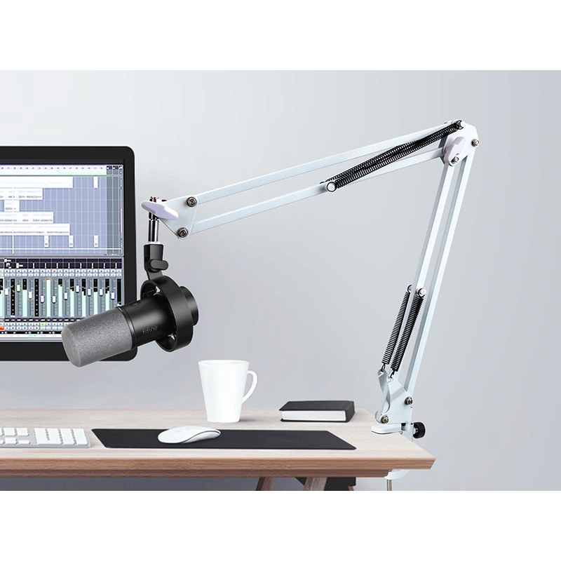 CWhite Mic Boom Arm ใช้งานร่วมกับ FIFINE K688 การบันทึก XLR/ไมโครโฟน USB - FIFINE K688 Boom Arm สีขา