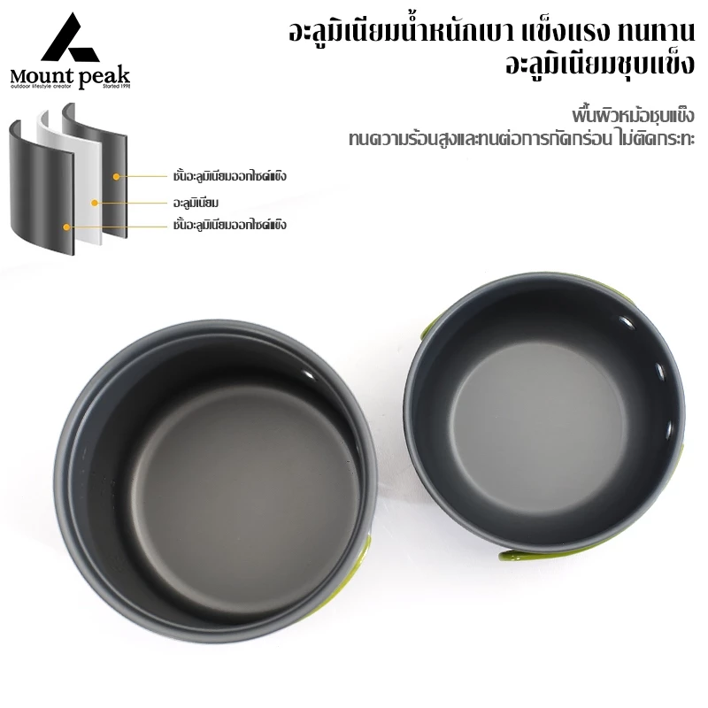 พร้อมส่ง⚡️Mount peak ชุดหม้อสนาม  อุปกรณ์ทำครัว อุปกรณ์ทำครัว หม้อแคมป์ปิ้ง หม้อทำอาหาร 1-2 คน thumbnail 8