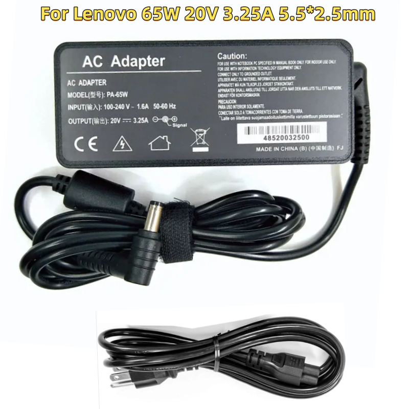 ใหม่ 65W 20V 3.25A 5.5*2.5 มม.แล็ปท็อปสําหรับ Lenovo G460 Y460 G470 Y470 G480 Y410P U130 U165 U350 U