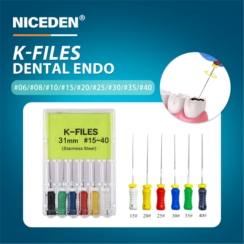 NICEDEN ทันตกรรม Endo ไฟล์ K-File 21/25/31 มม.ไฟล์ Endodontic เครื่องมือทันตกรรม