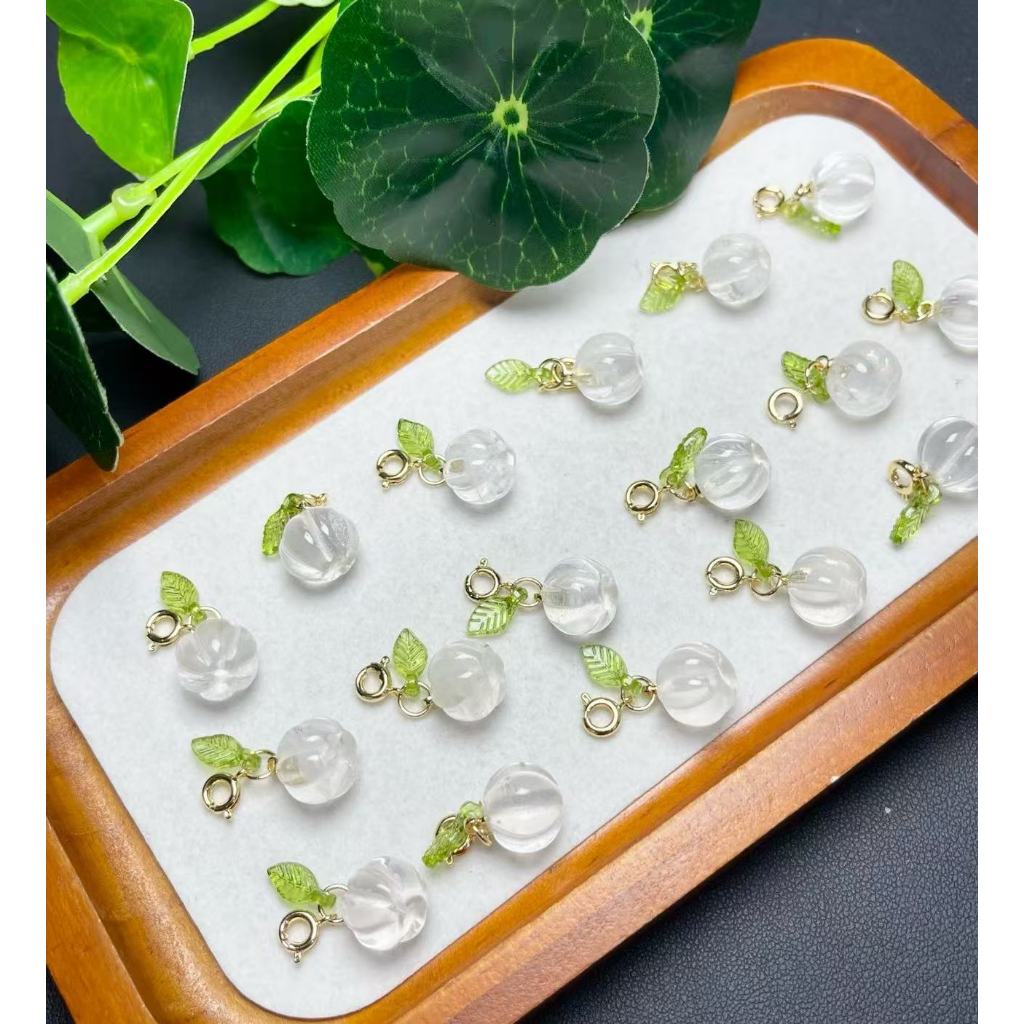 คริสตัลสีขาวธรรมชาติฟักทองหยดขนาดเล็กประมาณ 13 มม.แกะสลักชิ้นเครื่องประดับน่ารัก Hand-Made เครื่องประดับ diy Simple All-Match ของขวัญ