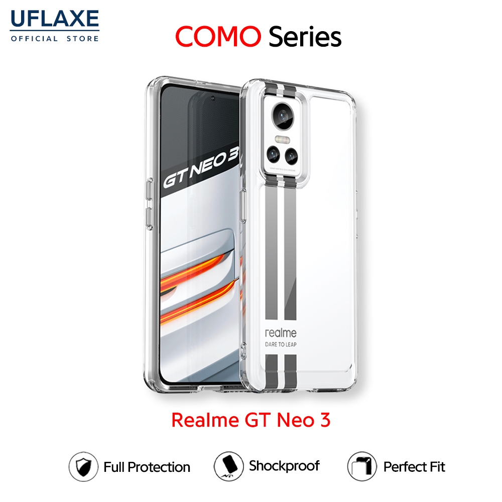 UFLAXE COMO - เคส Realme GT Neo 3 - เคสแข็งกันกระแทกกันเหลืองใส เคสโทรศัพท์บางทนทานป้องกันรอยนิ้วมือ