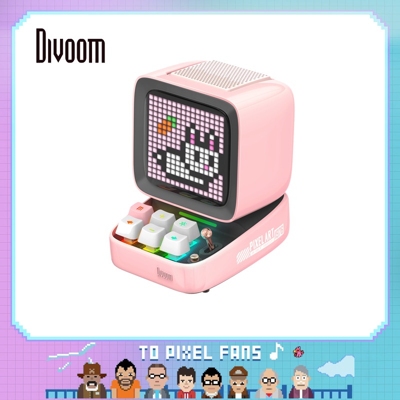 Divoom Ditoo-Pro Retro Pixel Art ลําโพงบลูทูธแบบพกพานาฬิกาปลุก DIY LED Display Board, ของขวัญน่ารักต
