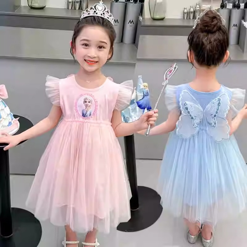 ชุดเจ้าหญิงเอลซ่านางฟ้า สำหรับเด็ก ดีไซน์ใหม่ในฤดูร้อน กะโปรงปุย