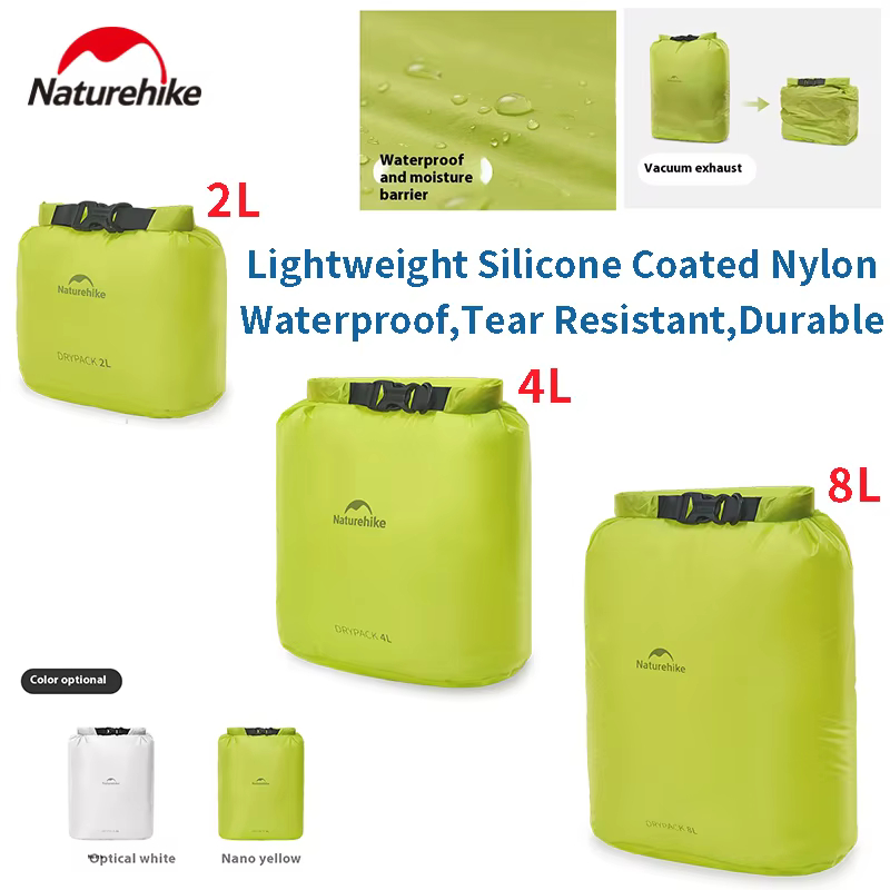 Naturehike Roll Mouth Storage Bag กันน้ําและป้องกันความชื้น ถุงเก็บของที่มีน้ำหนักเบาที่มาพร้อมกับกา