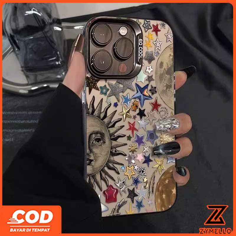 สําหรับ OPPO Reno 14F Reno 14 PRO Reno 13F Reno 13 PRO Reno12 F Reno11 F Reno 10 Reno 8T Reno 8Z Reno 7Z Reno8 แฟชั่นที่มีสีสัน moon และ sun IMD กันกระแทก TPU เคสโทรศัพท์