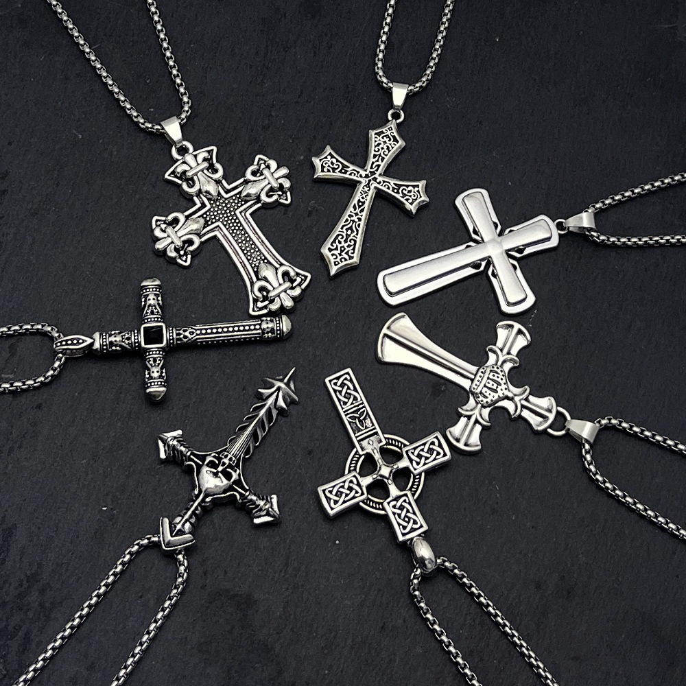 สร้อยคอนาทีฟวินเทจ ดีไซน์ดอกไม้ สแตนเลสและไทเทเนียม สไตล์ฮิปฮอป