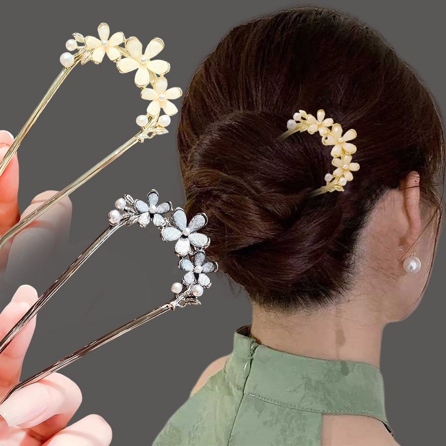 High-End ดอกไม้ U-Shaped Hairpin ออกแบบเฉพาะสำหรับหญิง มีดีไซน์คลาสสิกและสมัยใหม่