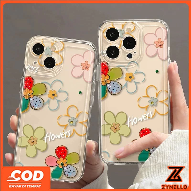 เคสสําหรับ OPPO Reno16F 16Pro 15F 15ProMax 14F 14Pro 13F 13Pro 12F 12Pro 11F 11Pro 10Pro 8T 8Z 7Z 6Z สวย Dopamine ดอกไม้สีสันสดใสกันกระแทก TPU เคสโทรศัพท์.