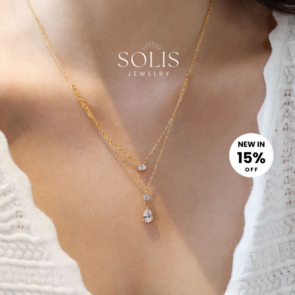 สร้อยคอจี้หยดน้ําวงรีประกาย 3 เพทาย • กันน้ําไม่ทะลุ • สร้อยคอแฟชั่นผู้หญิง NL331