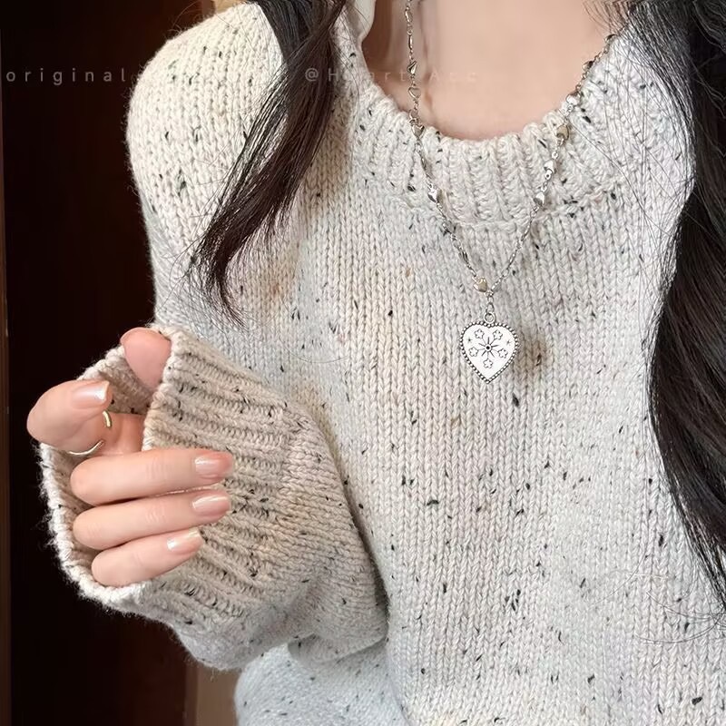 สร้อยคอวินเทจลายดอกไม้สไตล์เกาหลี ออกแบบแบบย้อนยุค เกล็ดหิมะแกะสลักสวยงาม