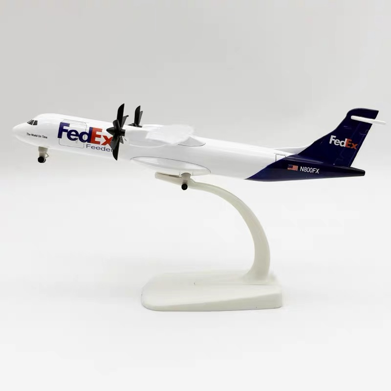 Federal Airlines FEDEX ATR เครื่องบินรุ่น 20 ซม.จําลองเครื่องบินรุ่นตกแต่งล้อพร้อมขายึด