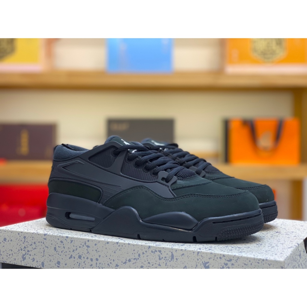 A/j 4 RM "Black Cat" Black Cat Michael รองเท้าบาสเก็ตบอล FQ7939-004 Mid-Top Retro Casual รองเท้าผ้าใ