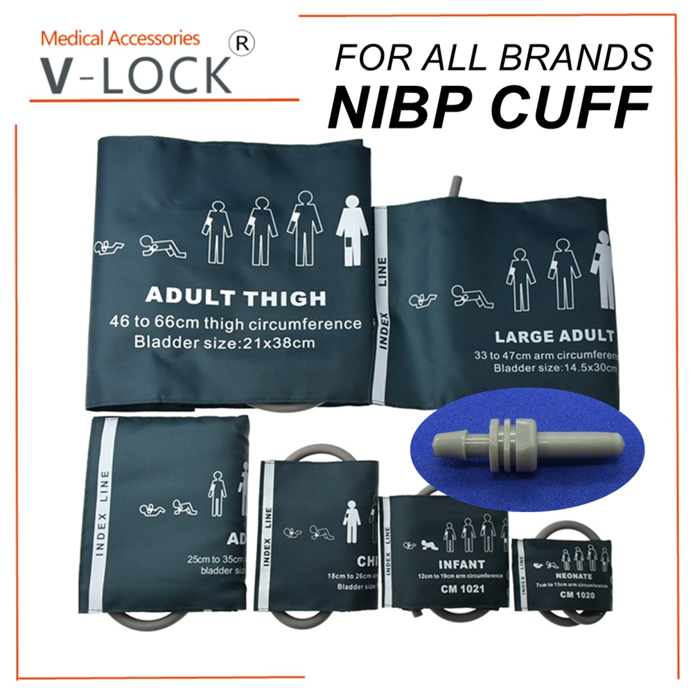 V-LOCK ขนาดใหญ่ Abult เด็กแขน Nibp ความดันโลหิต Cuff Single-tube ไนลอน Oxford สําหรับ Bp Cuff ผู้ป่วย Monitor ใช้งานร่วมกับ omron * s เครื่อง 血压带