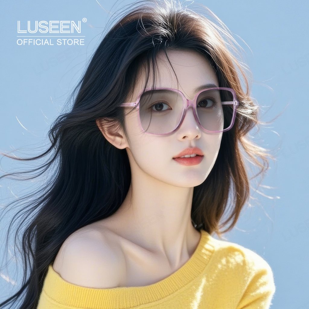 LUSEEN แว่นตากรองรังสี และเปลี่ยนสีได้ ทรงโอเวอร์ไซส์ สำหรับใบหน้ากลม ผู้ชายและผู้หญิง AG2287 - รูปที่ 6