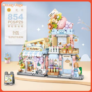 😸Cat styling สตรีทวิว ตัวต่อ DIY15cm 917pcs ของเล่นเด็ก ของตกแต่งไซส์มินิ ของขวัญ <Nancy>