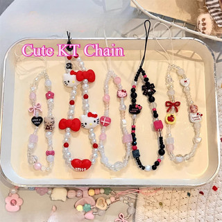 Sanrio Hello Kitty พวงกุญแจสาวเคสโทรศัพท์ลูกปัด Ccd กล้อง Charm อุปกรณ์เสริมพวงกุญแจโพลารอยด์ Anti-Lost เชือกมือของขวัญ