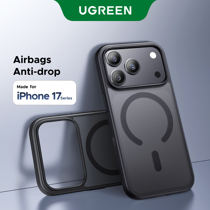 【for iPhone 17 Series】UGREEN เคสโทรศัพท์แม่เหล็กสีดํา พร้อมปุ่มโทรศัพท์เคสโทรศัพท์  Drop Protection 