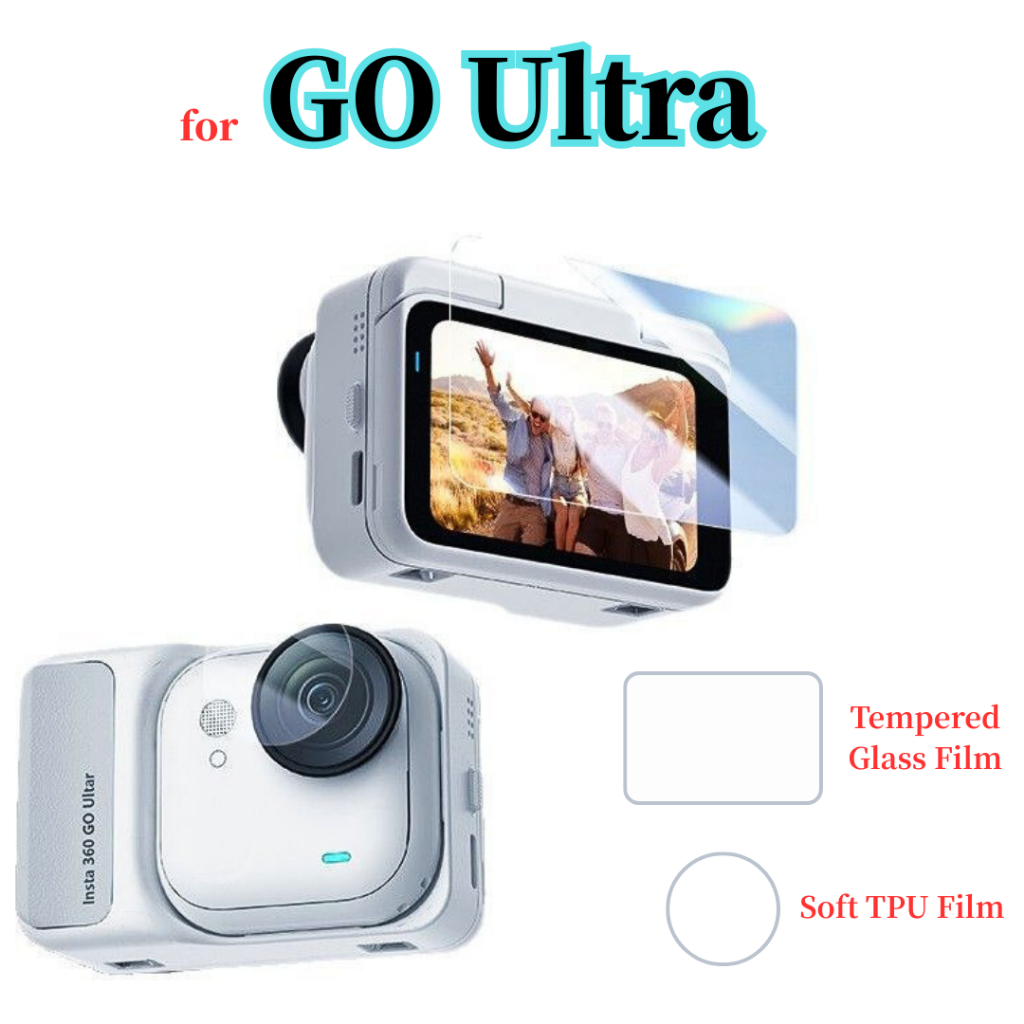 2PCS ฟิล์มกระจกนิรภัยสําหรับ Insta360 GO Ultra Screen Protector HD ฟิล์มป้องกัน Anti Scratch Action กล้องอุปกรณ์เสริม