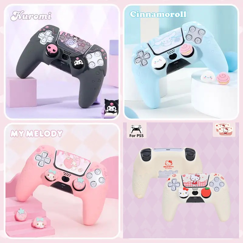 ร้อนน่ารัก Sanrio Cinnamoroll Kuromi Pochacco การ์ตูน Ps5 Ns Pro Switch Pro Gamepad เคสป้องกัน Anti-Fall อุปกรณ์ต่อพ่วงดิจิตอล