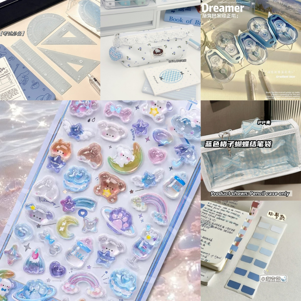 สีฟ้าเครื่องเขียนปากกาเป็นกลางแห้งเร็วเรียบการ์ตูน น่ารัก นักเรียนอุปกรณ์การเรียน