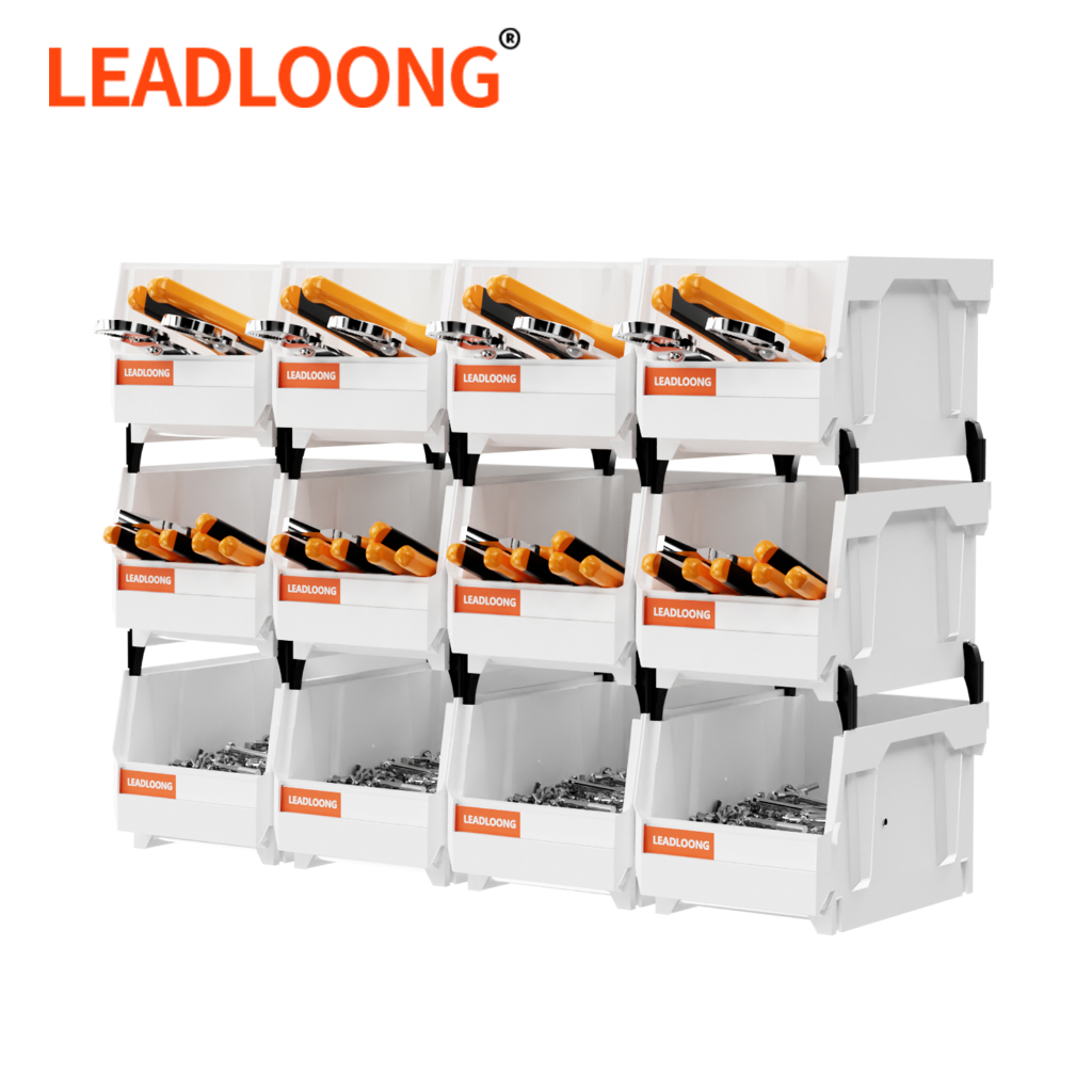 LEADLOONG V2 สีขาว กล่องอะไหล่ กล่องเก็บของวางซ้อนกันได้ (200 x 130 x 110mm)