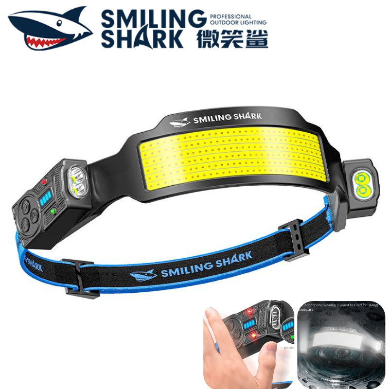 SMILING SHARK ไฟ LED พร้อมโหมดแสงสีขาว 6 โหมด 315° ทำงานด้วยระบบ induction สามารถชาร์จผ่าน type-C ใช้งานกลางแจ้งและกันน้ำได้