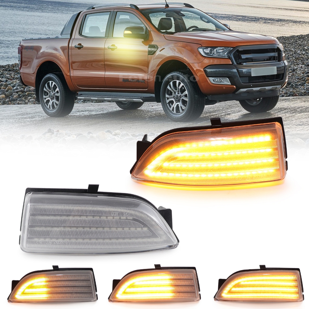 2ชิ้นไฟเลี้ยวไดนามิกLEDติดกระจกมองหลังรถยนต์ สําหรับFord Everest 2015-2019 Ranger T6 Raptor Wildtrak