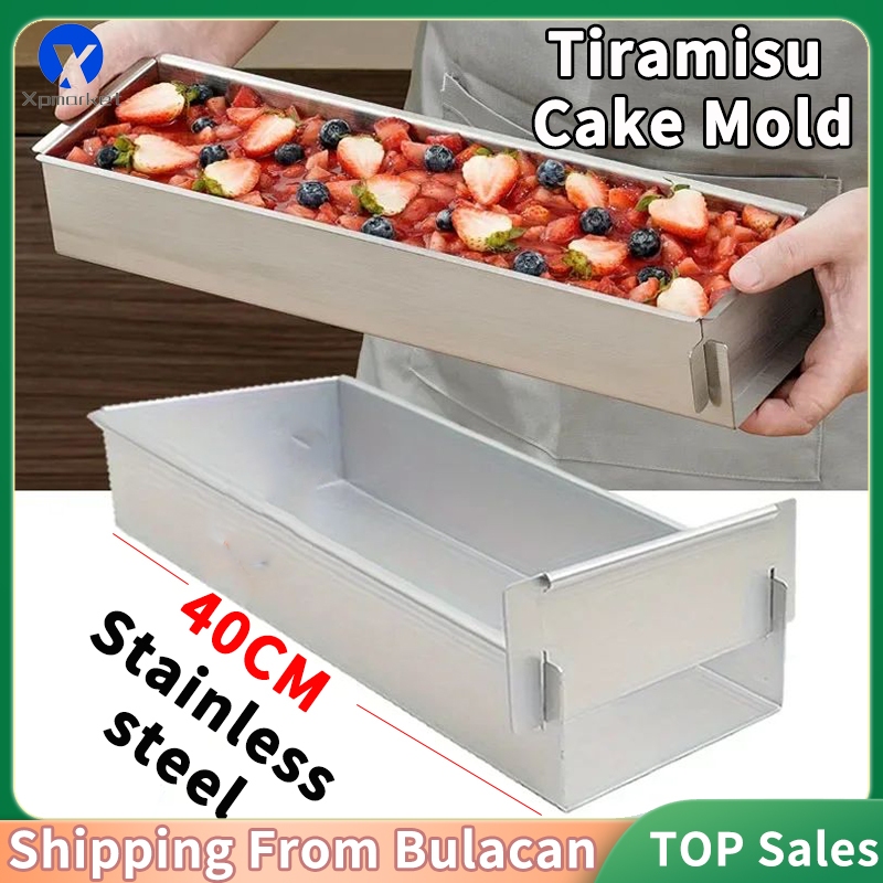 Xpmarket สแตนเลส Tiramisu แม่พิมพ์เค้กที่ถอดออกได้สี่เหลี่ยมผืนผ้าสแตนเลส DIY เค้กมูสแม่พิมพ์ Tirami