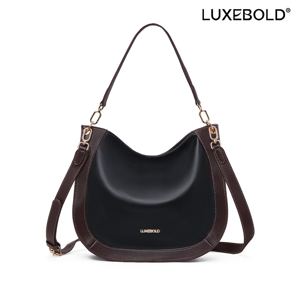 LUXEBOLD กระเป๋าสะพายไหล่ กระเป๋าหนัง ความจุขนาดใหญ่ ซิปปิด สำมารถใช้ไปทำงาน