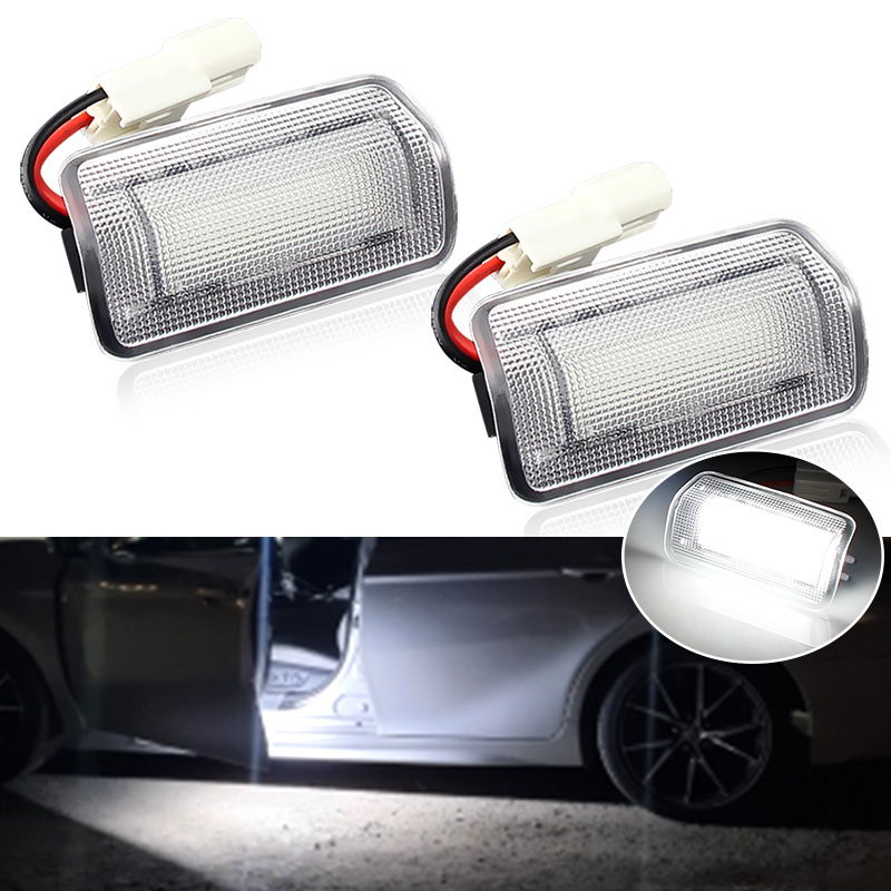 2 ชิ้น LED รถประตูยินดีต้อนรับโคมไฟเท้าสําหรับ Toyota Land Cruiser Camry Sienna Avalon Tundra Venza Highlander Sequoia 4Runner Mirai Prius GT86