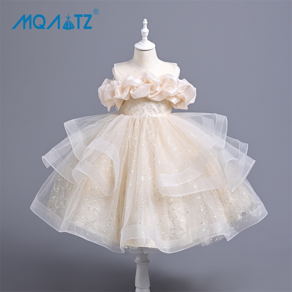 MQATZ ชุดเจ้าหญิงสำหรับเด็กสา สไตล์ปุยฝ้าย สง่างามและสวมใส่ง่าย สํารองงานวันเกิด ขนาดสำหรับอายุ 3-10 ปี AL190