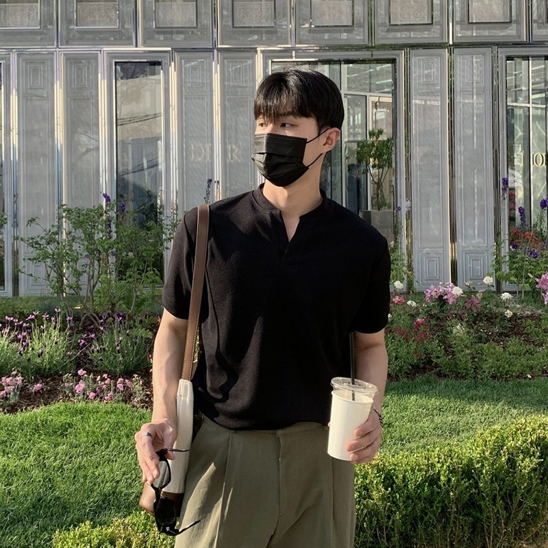 เสื้อยืดแขนสั้นสไตล์เกาหลี Henley - 핏กระชับ เหมาะสำหรับคนชอบแฟชัน! - รูปที่ 4