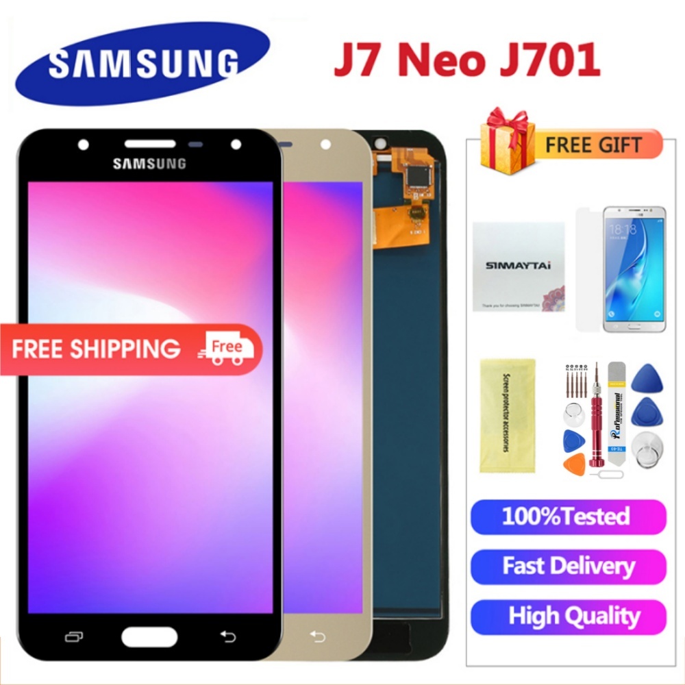 AMOLED สําหรับ Samsung Galaxy J7 Neo J701 LCD Touch Screen Digitizer Assembly Digitizer Samsung J701