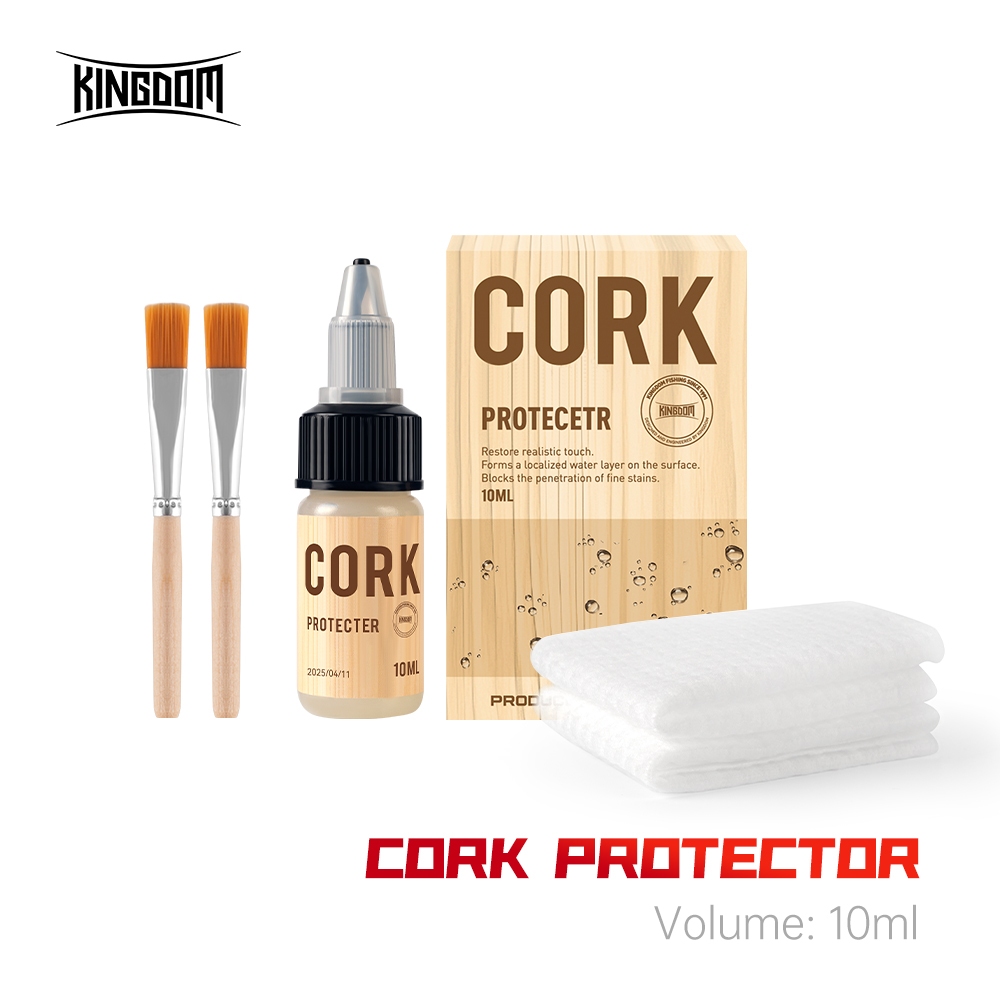 Kingdom Cork Protector ขนาด 10ml เพื่อบริหารรังสิตของคุณ เครื่องมือกันน้ําและทำความสะอาด เบ็ดตกปลา มาพร้อมผ้าฝ้ายและแปรงสำหรับการทำความสะอาด *