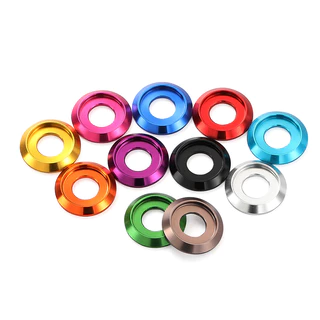 M2 M2.5 M3 M4 M5 M6 M8 อลูมิเนียมปุ่มหัวเครื่องซักผ้าโลหะครึ่งรอบหัว Anodized เครื่องซักผ้าชุด Corlorful Deco ปะเก็น