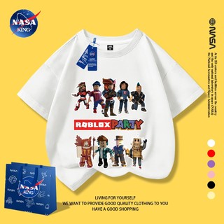 NASA เสื้อยืดเด็ก ลาย Roblox ผ้าฝ้าย 100% เนื้อนุ่ม ใส่สบาย ไม่คัน เหมาะสำหรับเด็กชายเด็กหญิง