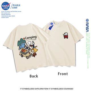 NASA เสื้อยืดชายหญิงแขนสั้น สตรีทฮิปฮอป summer ตั้งแคมป์ด้วยกัน พิมพ์ลาย คอตตอน คอกลม หลวมและระบายอากาศ