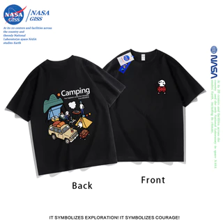 NASA เสื้อยืดชายหญิงแขนสั้น สตรีทฮิปฮอป summer ตั้งแคมป์ด้วยกัน พิมพ์ลาย คอตตอน คอกลม หลวมและระบายอากาศ