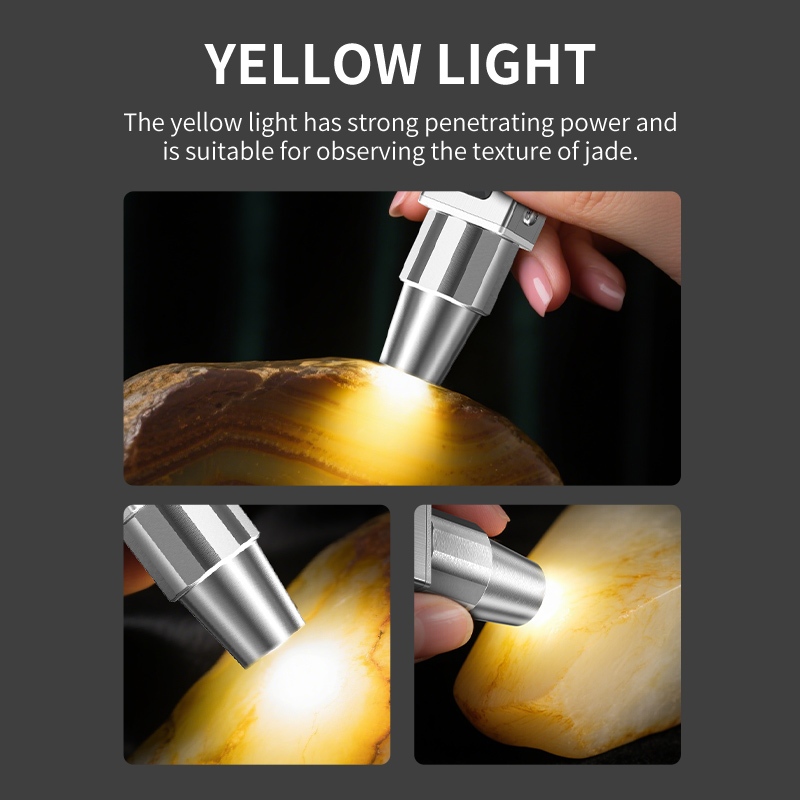 SmilingShark SD5412 ไฟฉาย led มืออาชีพ สำหรับการประเมินเครื่องประดับหยก แสงสีเหลือง/ขาว/ม่วง 4 โหมด typec ชาร์จไฟได้ สำหรับการตรวจสอบธนบัตรการระบุสมบัติ — صورة 3