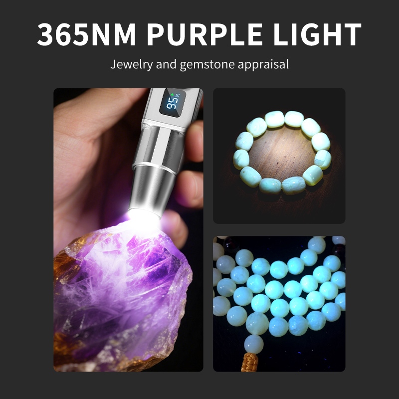 SmilingShark SD5412 ไฟฉาย led มืออาชีพ สำหรับการประเมินเครื่องประดับหยก แสงสีเหลือง/ขาว/ม่วง 4 โหมด typec ชาร์จไฟได้ สำหรับการตรวจสอบธนบัตรการระบุสมบัติ — صورة 4