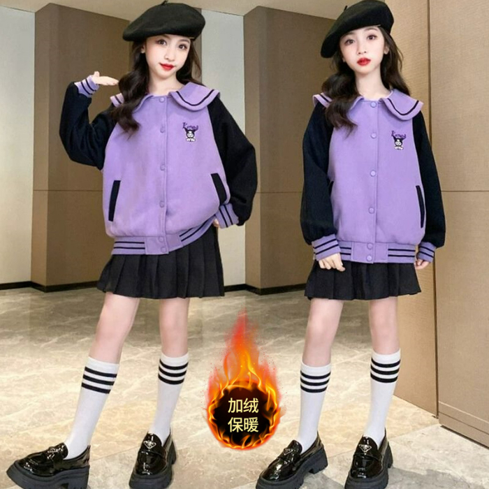 แจ็คเก็ตขนแกะสำหรับเด็กหญิงอายุ 3-14 ปี สไตล์เกาหลี สวมใส่ง่าย และการออกแบบแบบการ์ตูน