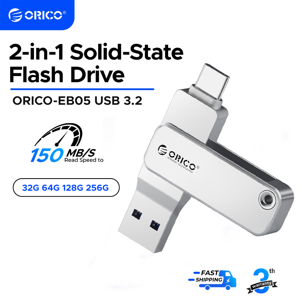 ORICO 2 In 1 USB แฟลชไดรฟ์ 32G 64GB โลหะความเร็วสูง Type-C U Stick สําหรับ SmartPhone MacBook (EB05)