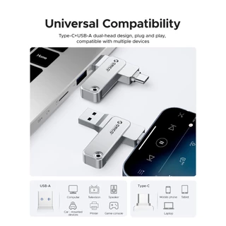 ORICO 2 In 1 USB แฟลชไดรฟ์ 32G 64GB โลหะความเร็วสูง Type-C U Stick สําหรับ SmartPhone MacBook (EB05)